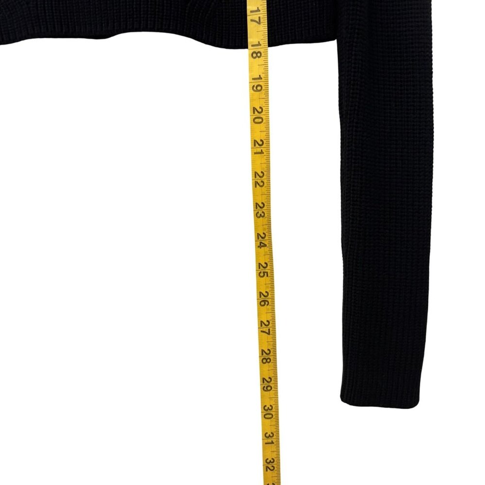 White House Black Market XS Black Knit Cropped Sweater Womens Long Sleeve - Picture 6 of 9